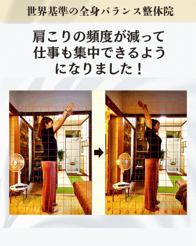 肩こりと頭痛でお悩みのお客様のビフォーアフター画像